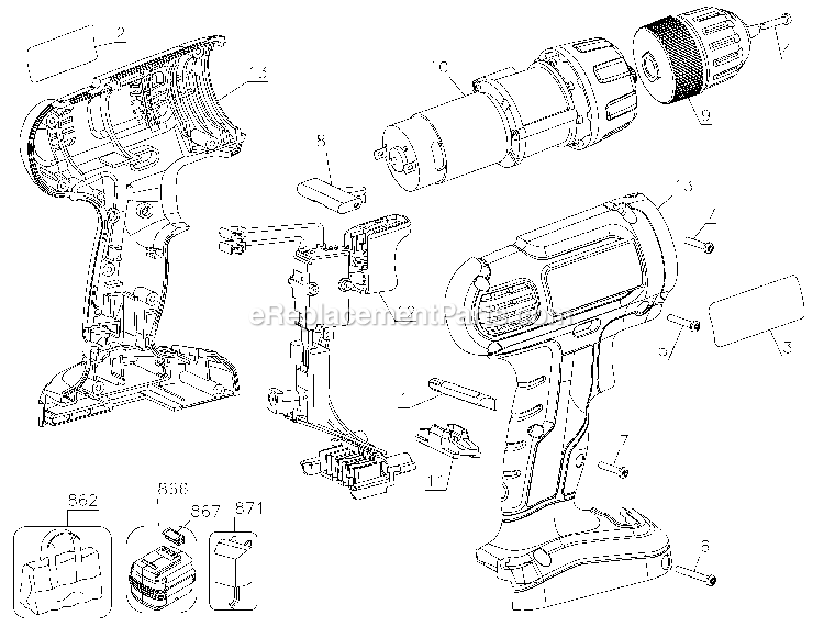 Black and Decker GC1200-B2C (Type 1) 12v Cordless Drill Driver Power Tool Page A Diagram